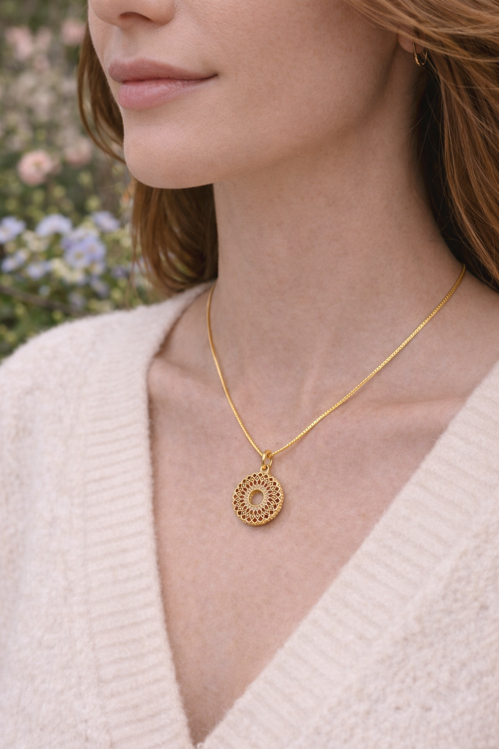 法式鏤空花輪可變式吊墜