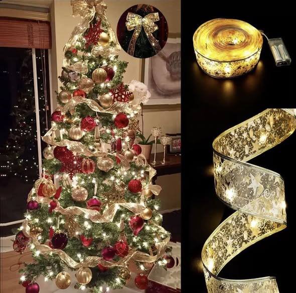 聖誕LED暖光絲帶燈串