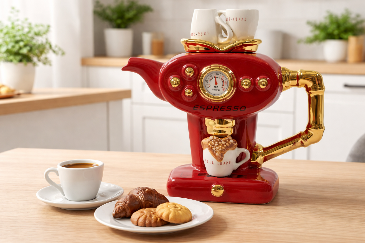 英國造型壺-紅色單杯濃縮咖啡(大)Single Espresso