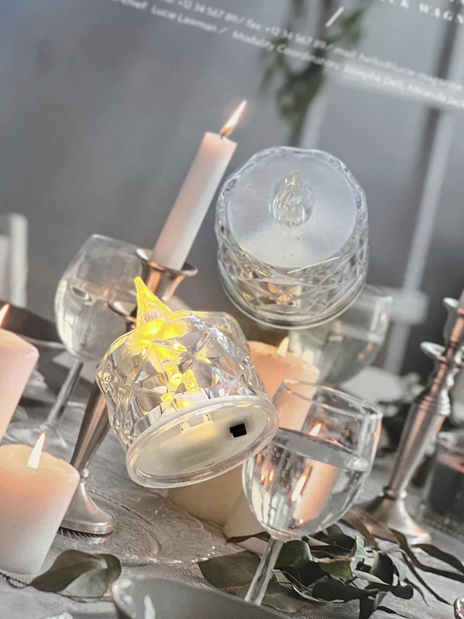 水晶菱紋LED仿真蠟燭燈