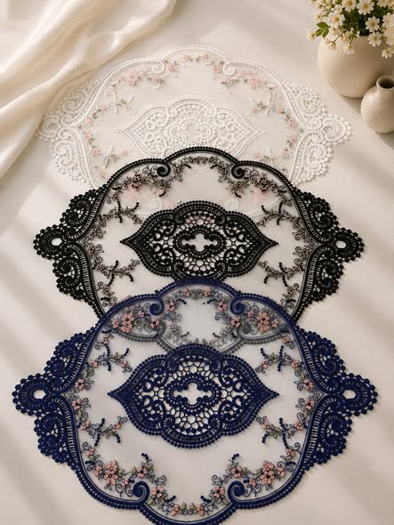 凡爾賽花語刺繡蕾絲墊