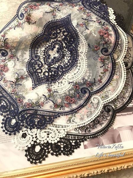 宮廷風刺繡蕾絲桌墊/桌巾