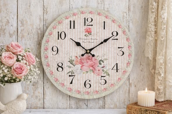 Isabelle Rose系列-木質玫瑰掛鐘