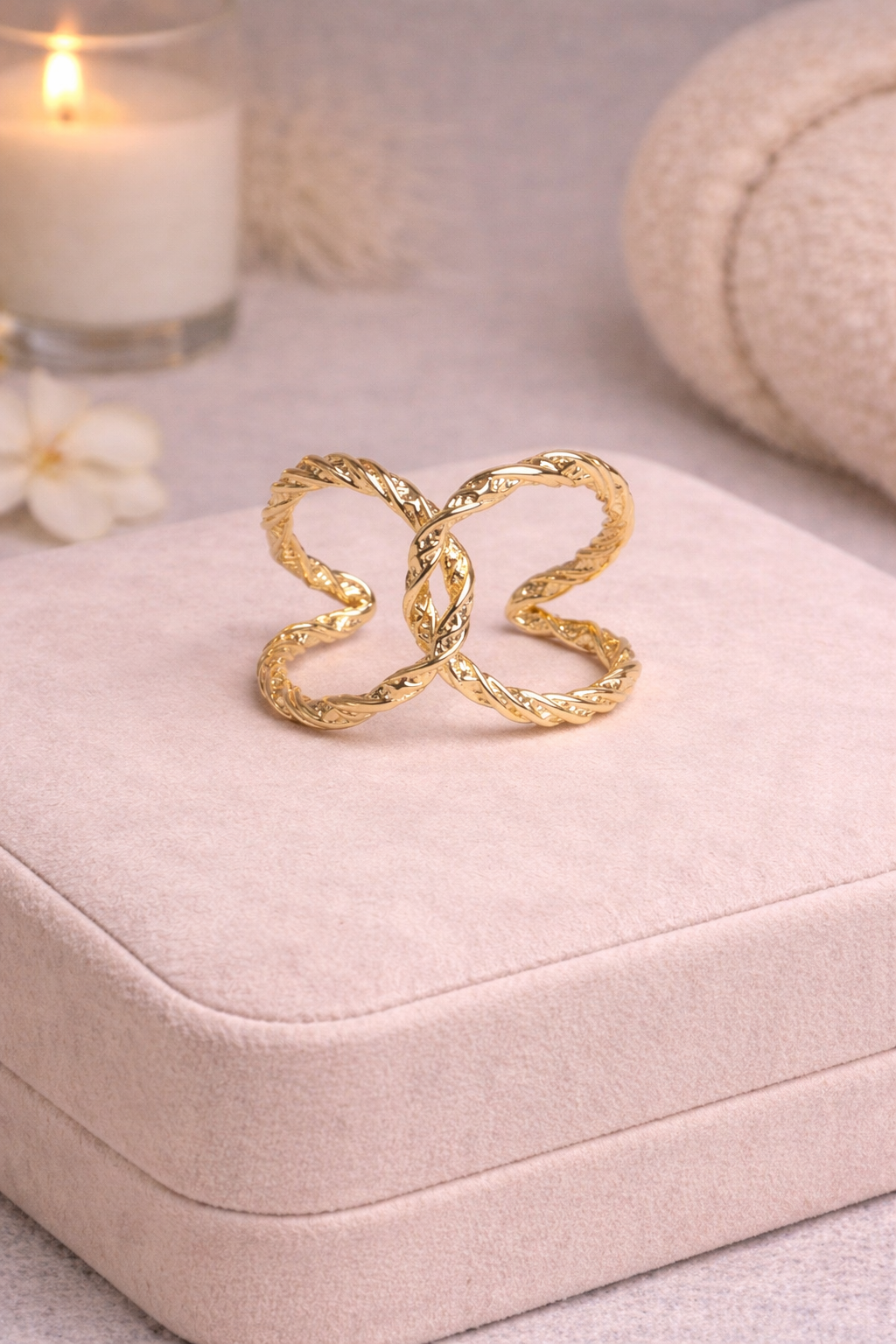 法式金色雙環可調式戒指