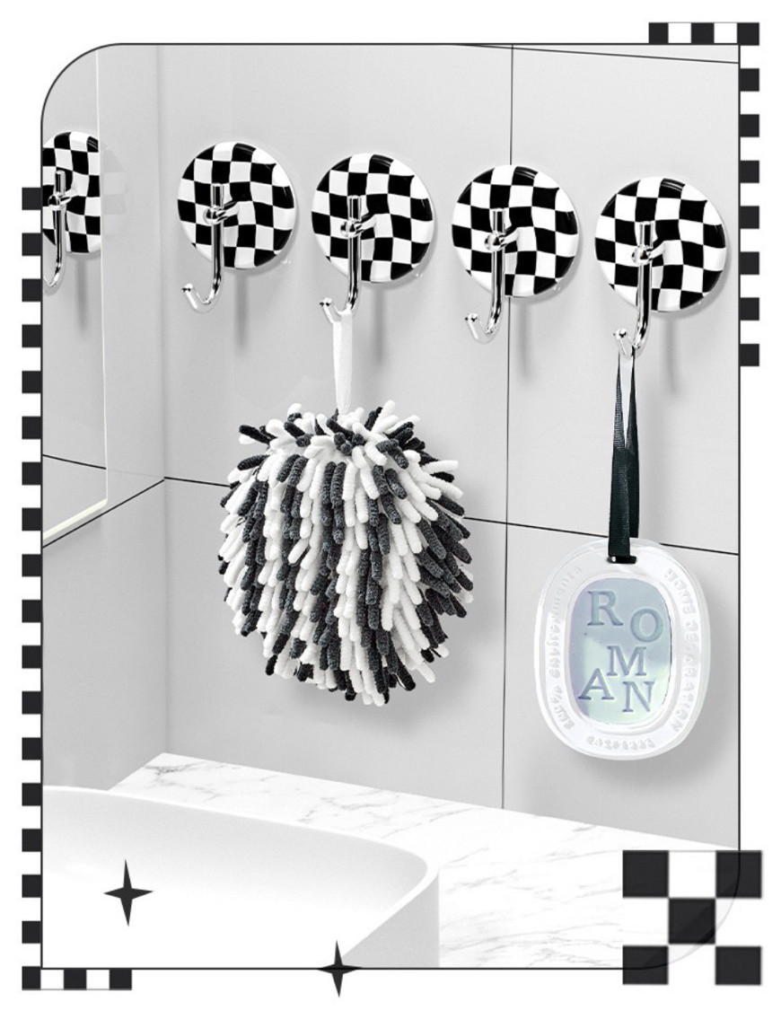 北歐棋盤格陶瓷強力掛勾(2入組)