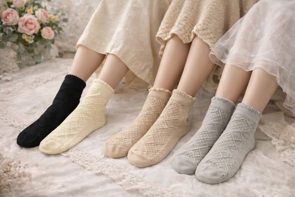 日系文青風中長襪/襪子(4入組)