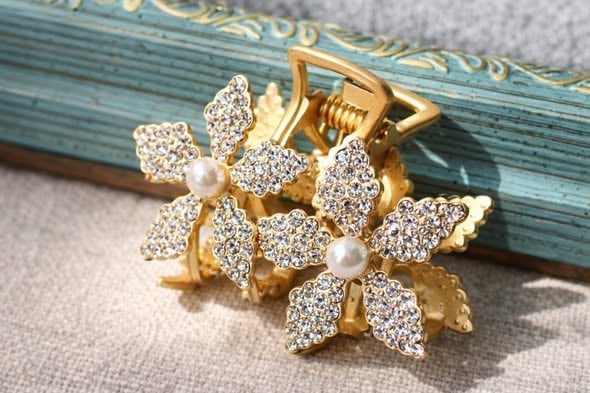 優雅金色花朵髮夾