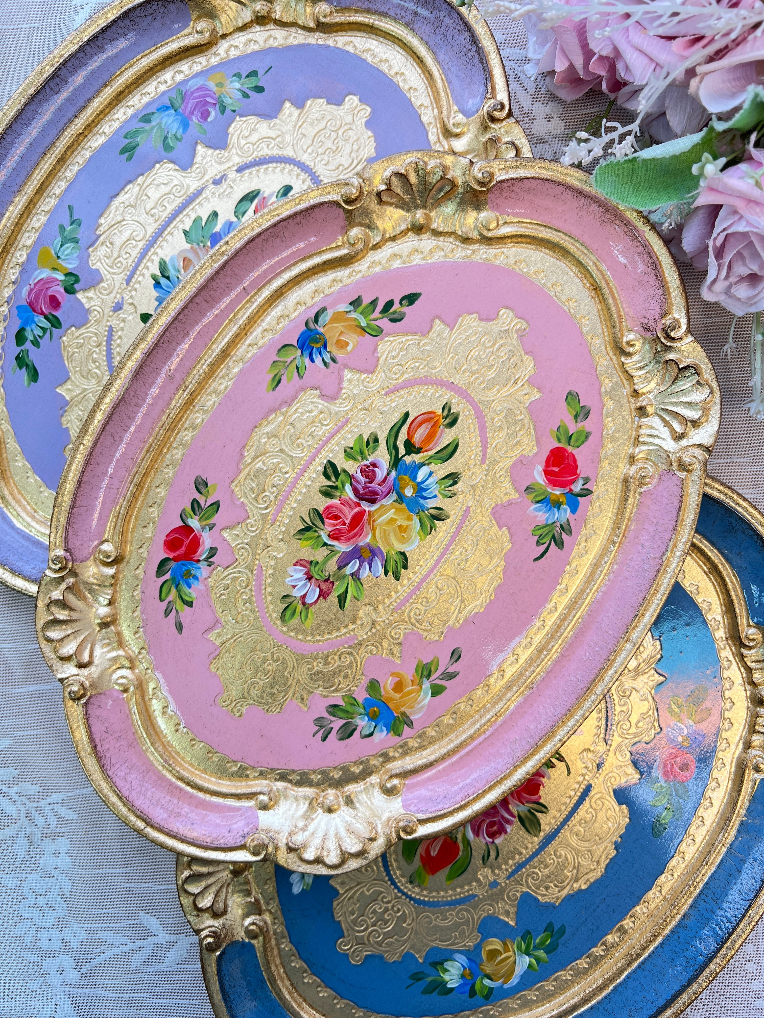 義大利佛羅倫斯手工橢圓小茶盤