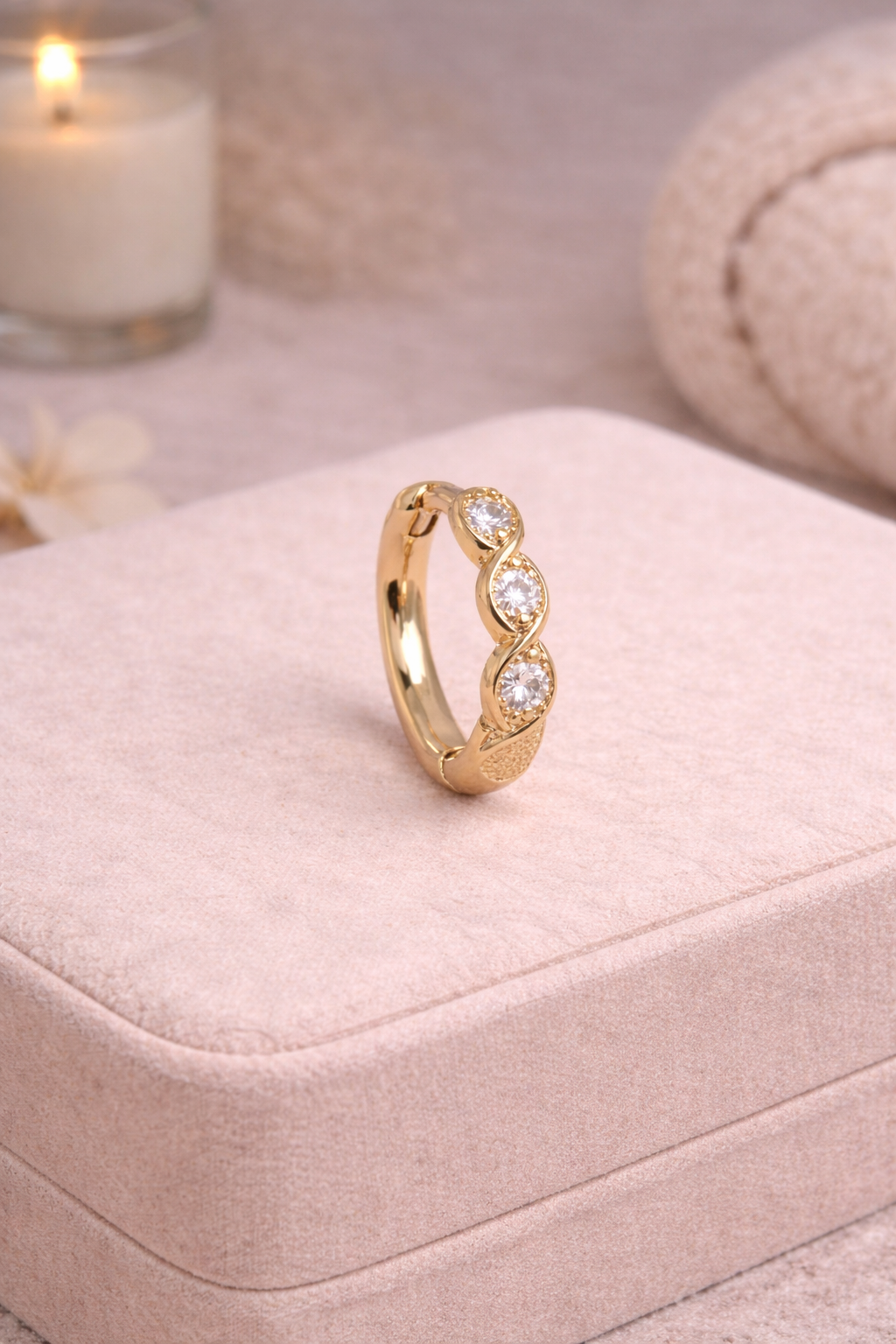 法式菱形三鑽耳環/滿鑽耳環｜單只