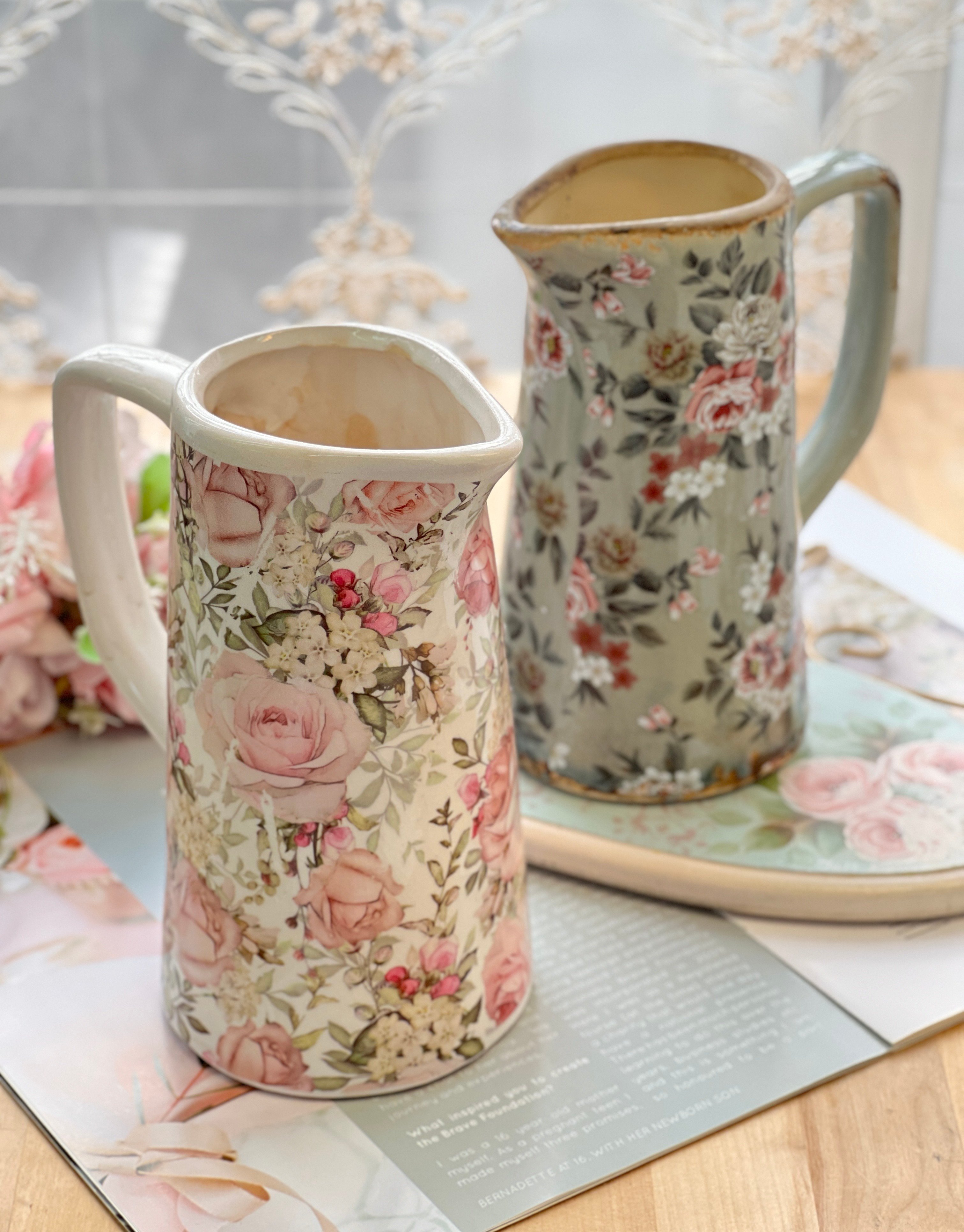 粉玫瑰花園 / 灰境大麗花·陶瓷水盅