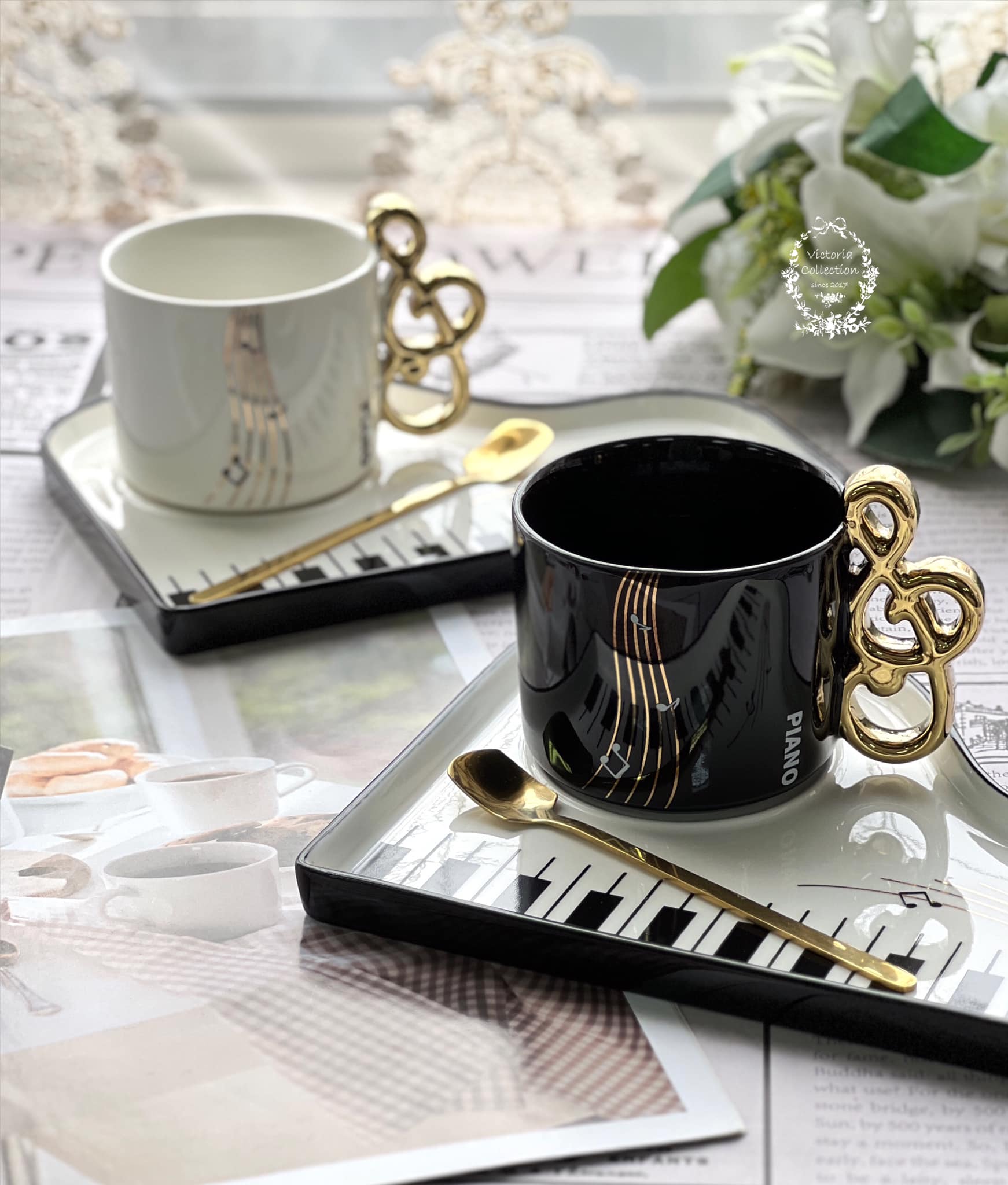 鋼琴旋律咖啡杯碟