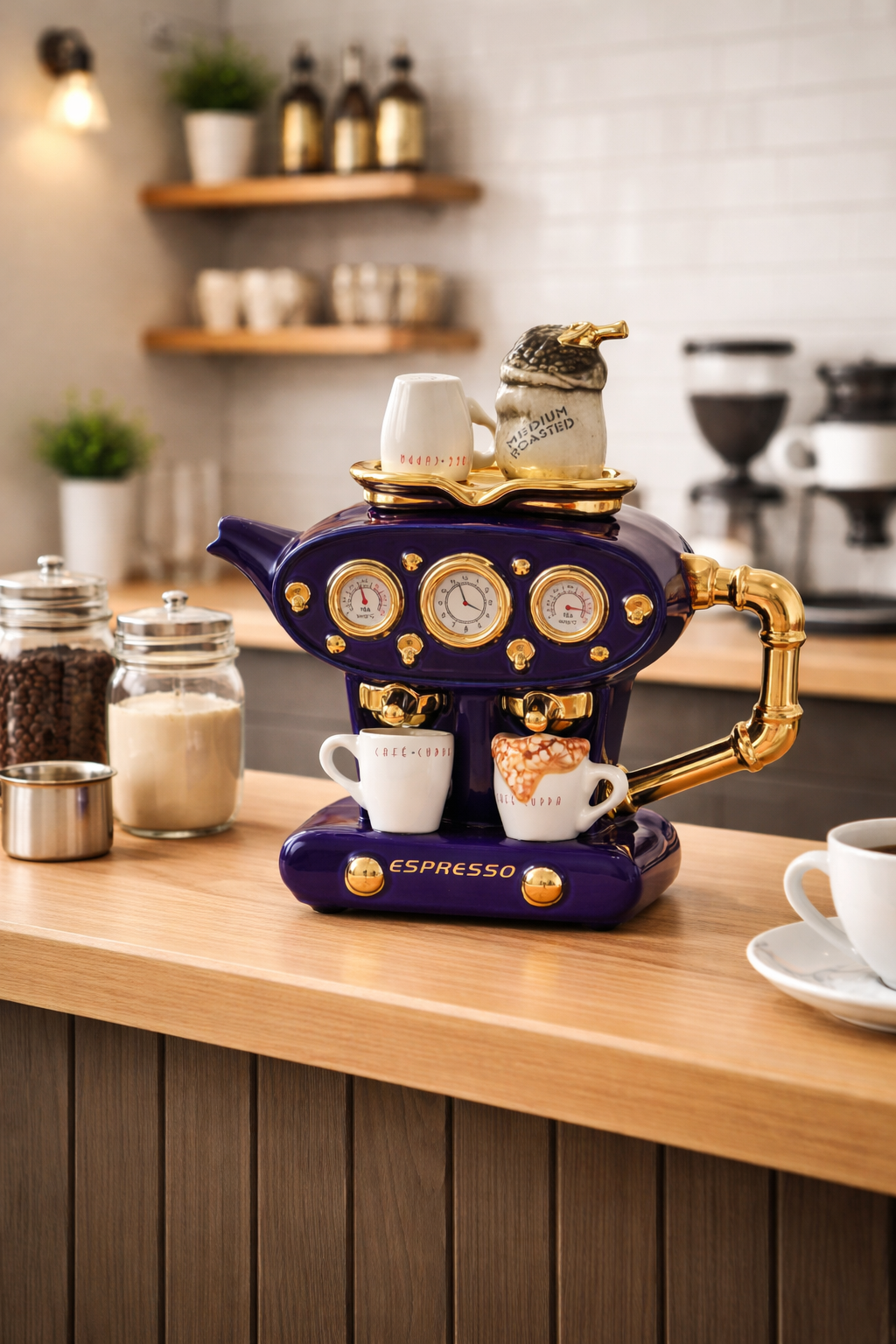 英國造型壺-藍色雙杯濃縮咖啡(大)Double Espresso