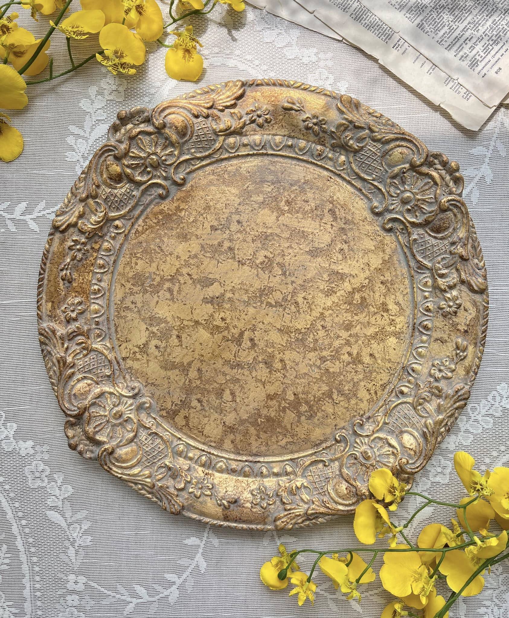 義大利佛羅倫斯手工復古圓形托盤/餐盤裝飾墊