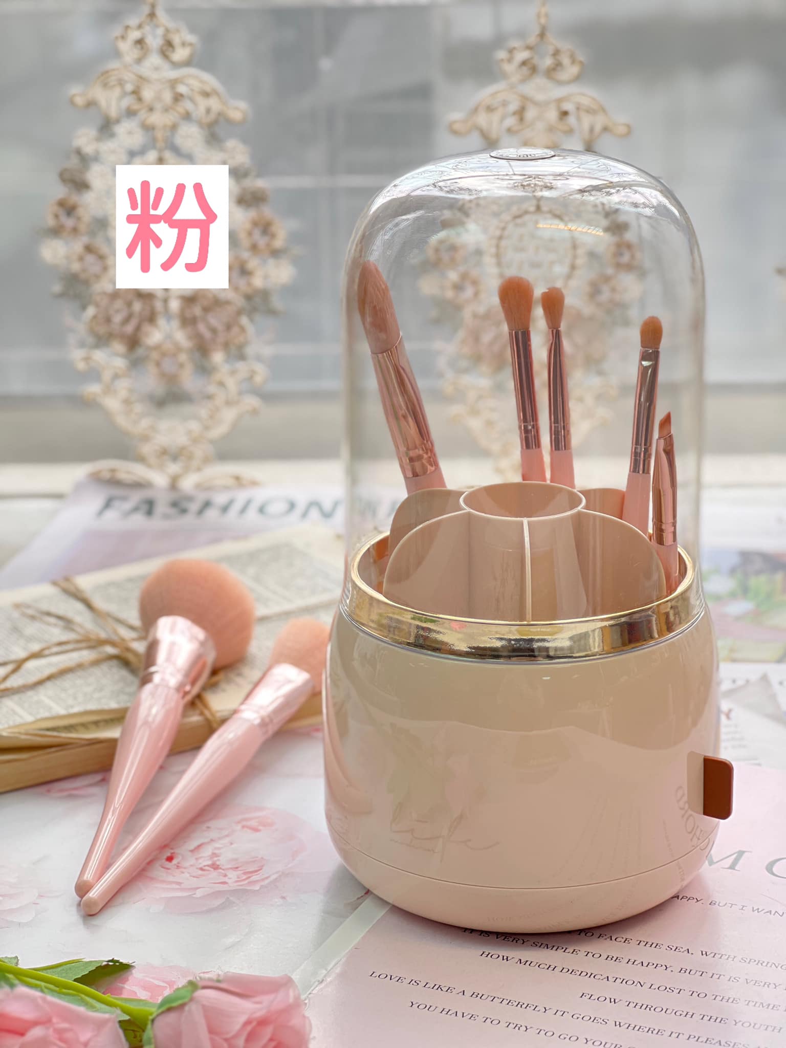 輕奢旋轉化妝刷收納桶