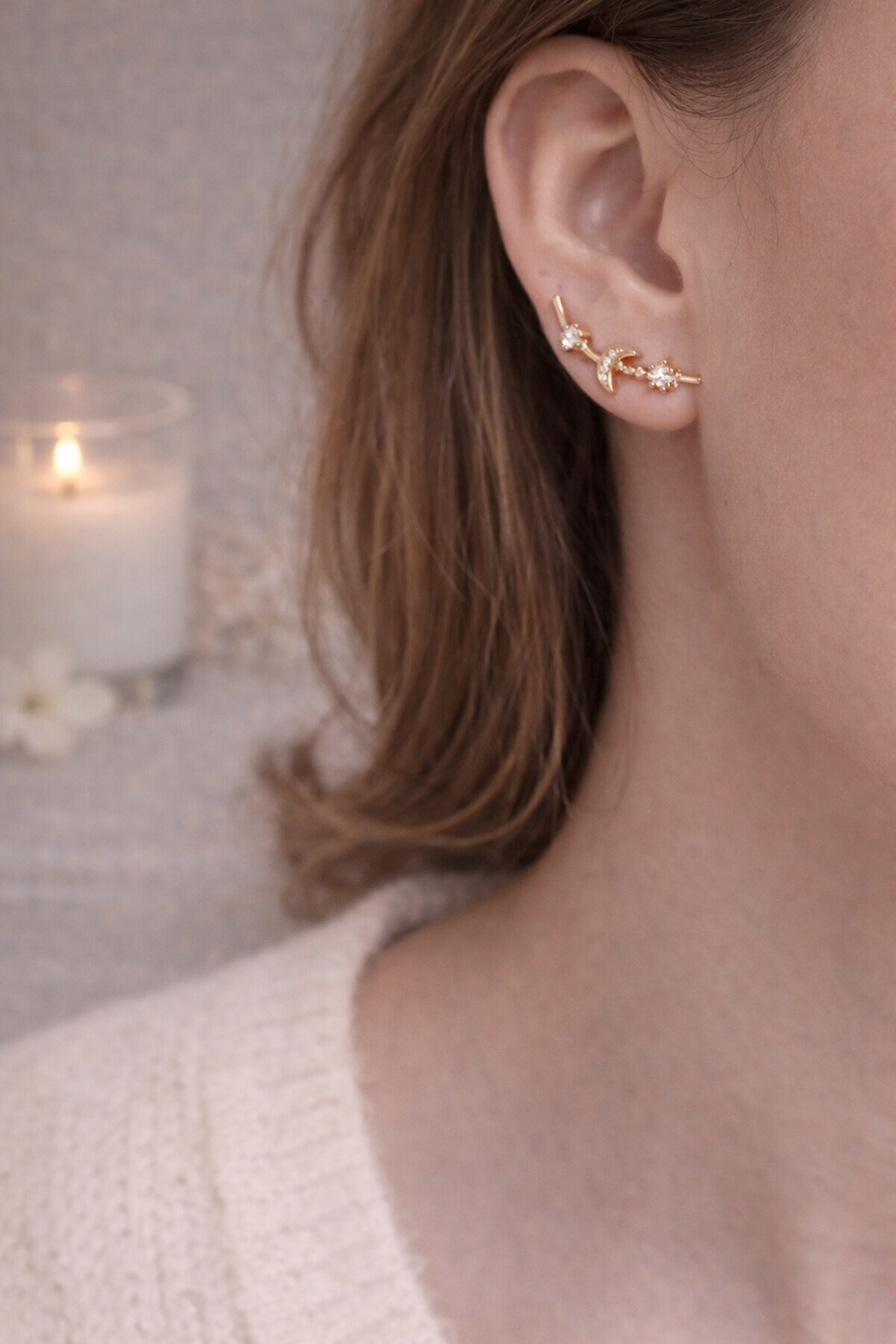 法式月光星語耳環