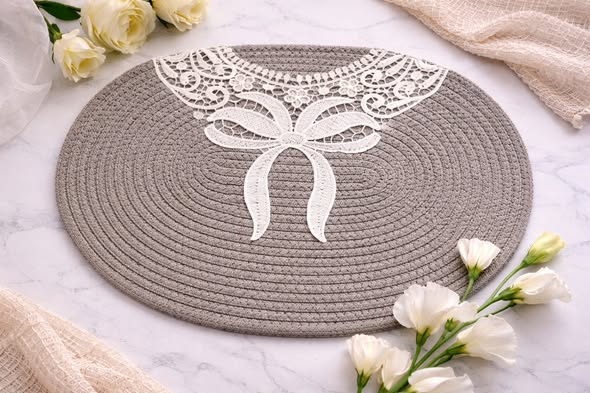 法式蕾絲棉線編織餐墊