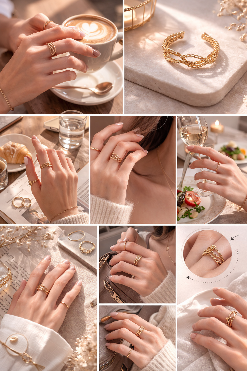 法式編織可調式戒指