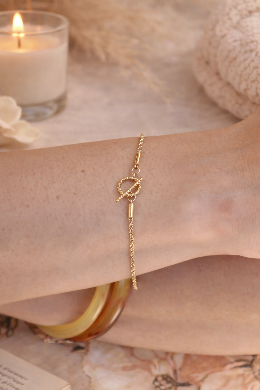 法式繩結T扣手鍊