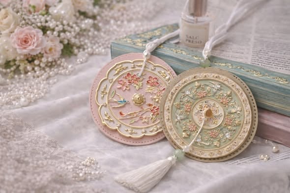 粉彩嫣然桃花隨身鏡