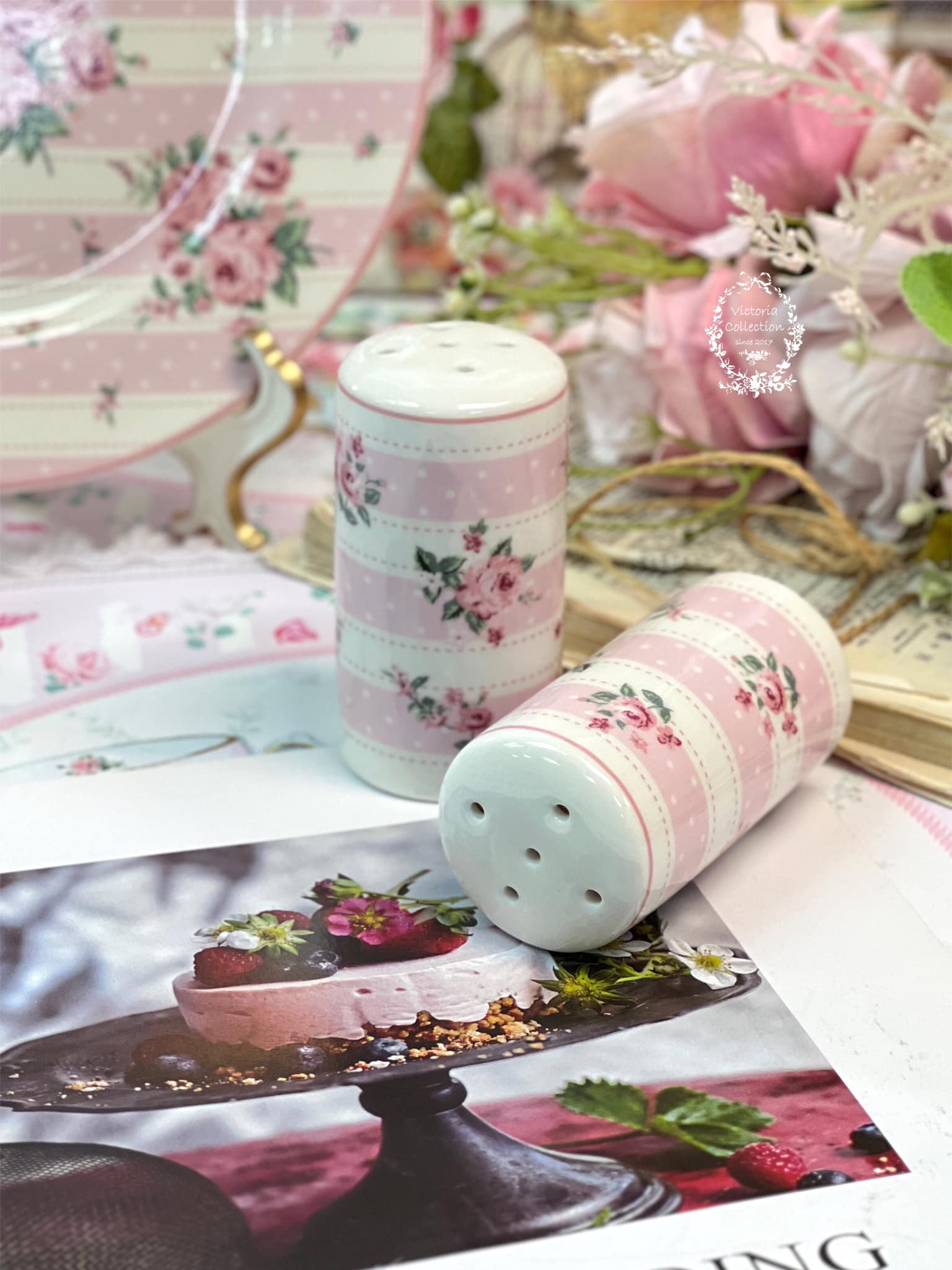 Isabelle Rose玫瑰韻致系列-條紋粉胡椒罐