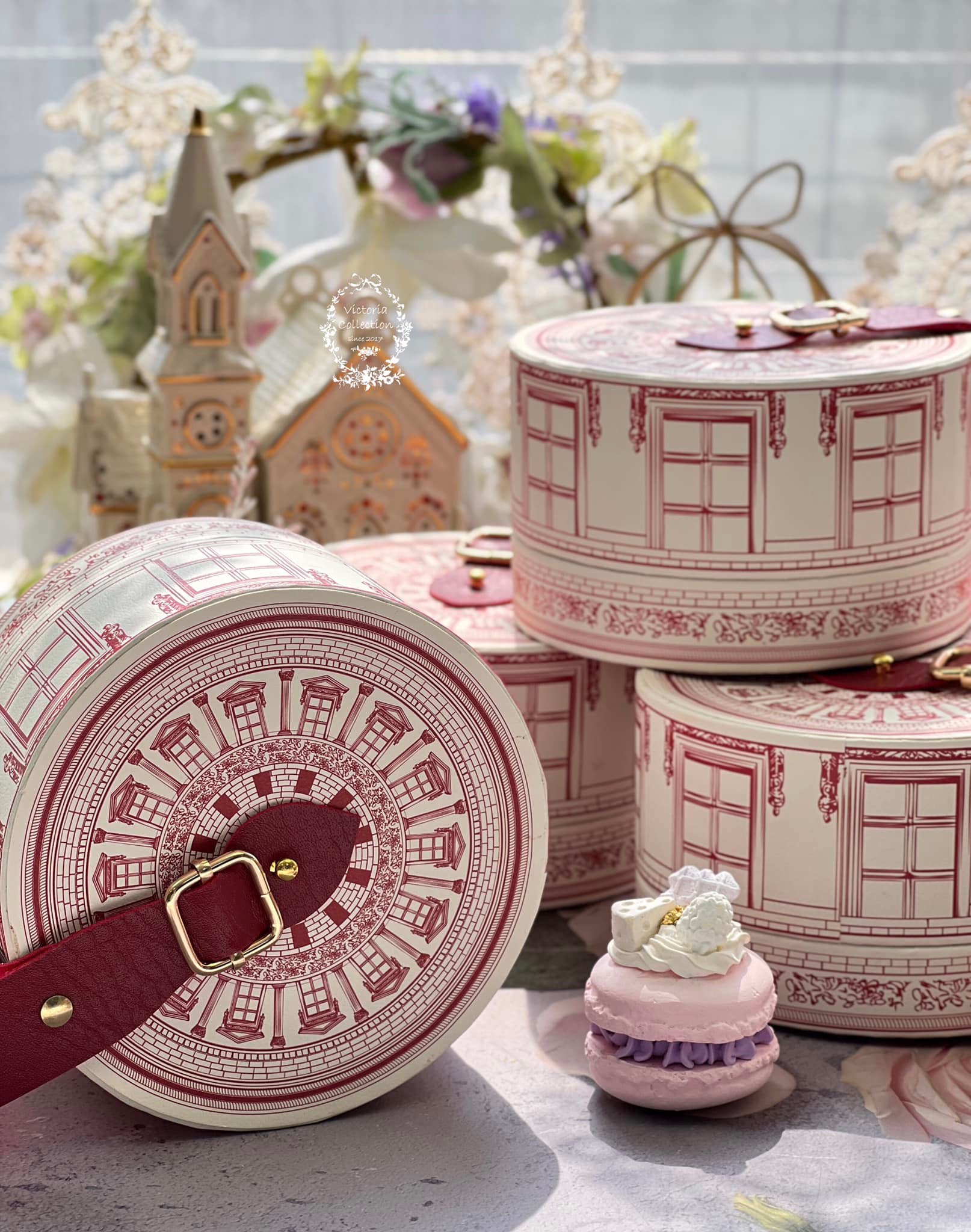 法式巴洛克建築圓型手提禮盒