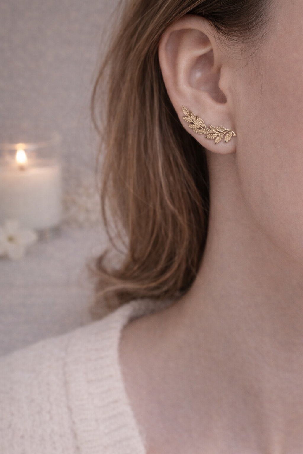 法式月桂葉耳環