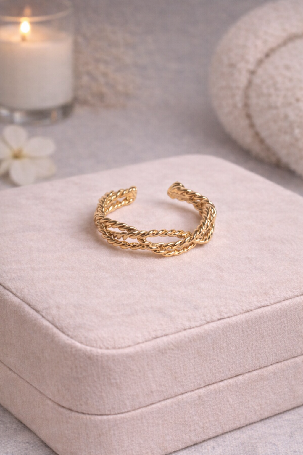 法式編織可調式戒指