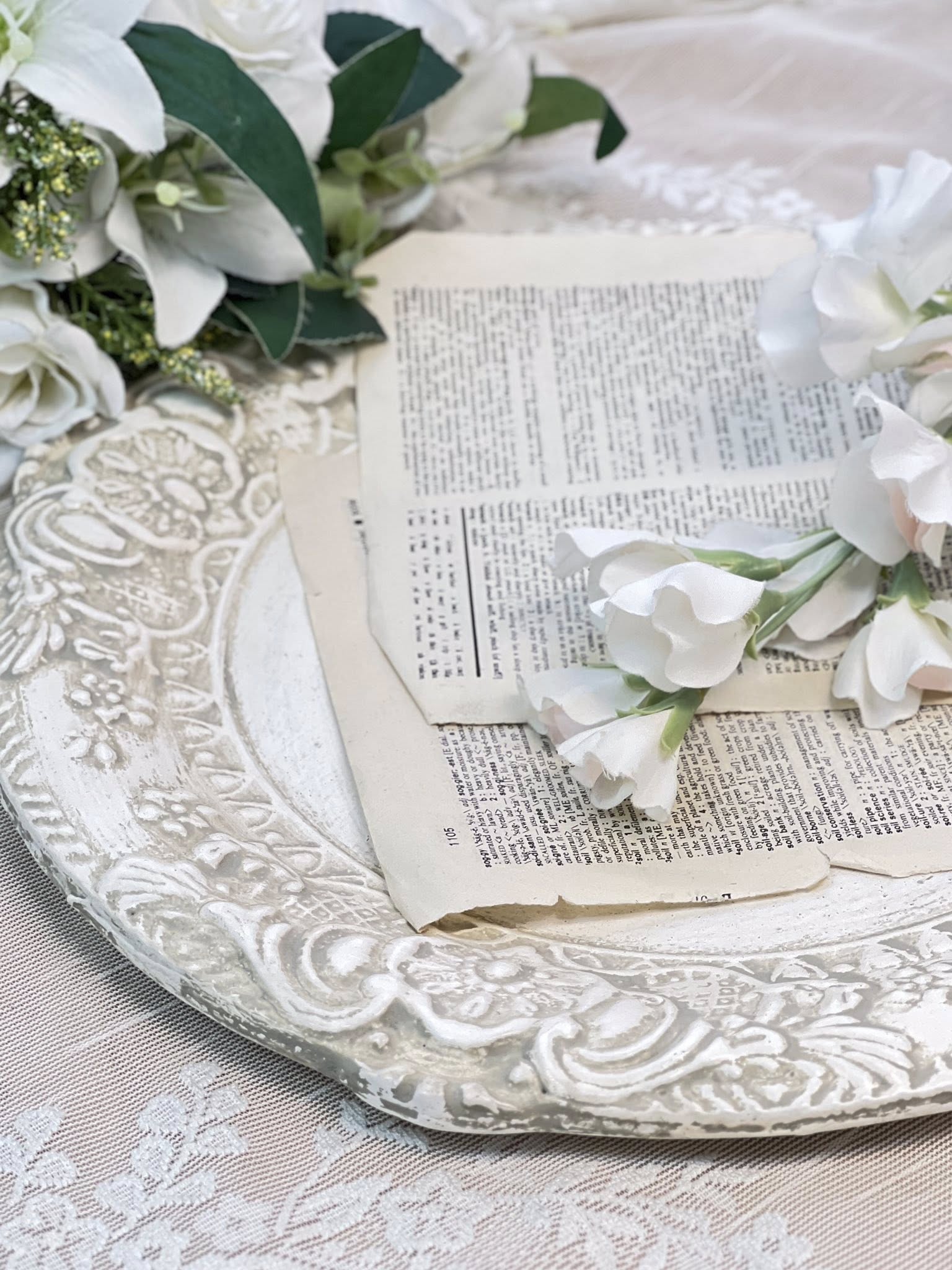 義大利佛羅倫斯浮雕純白托盤/餐盤裝飾墊