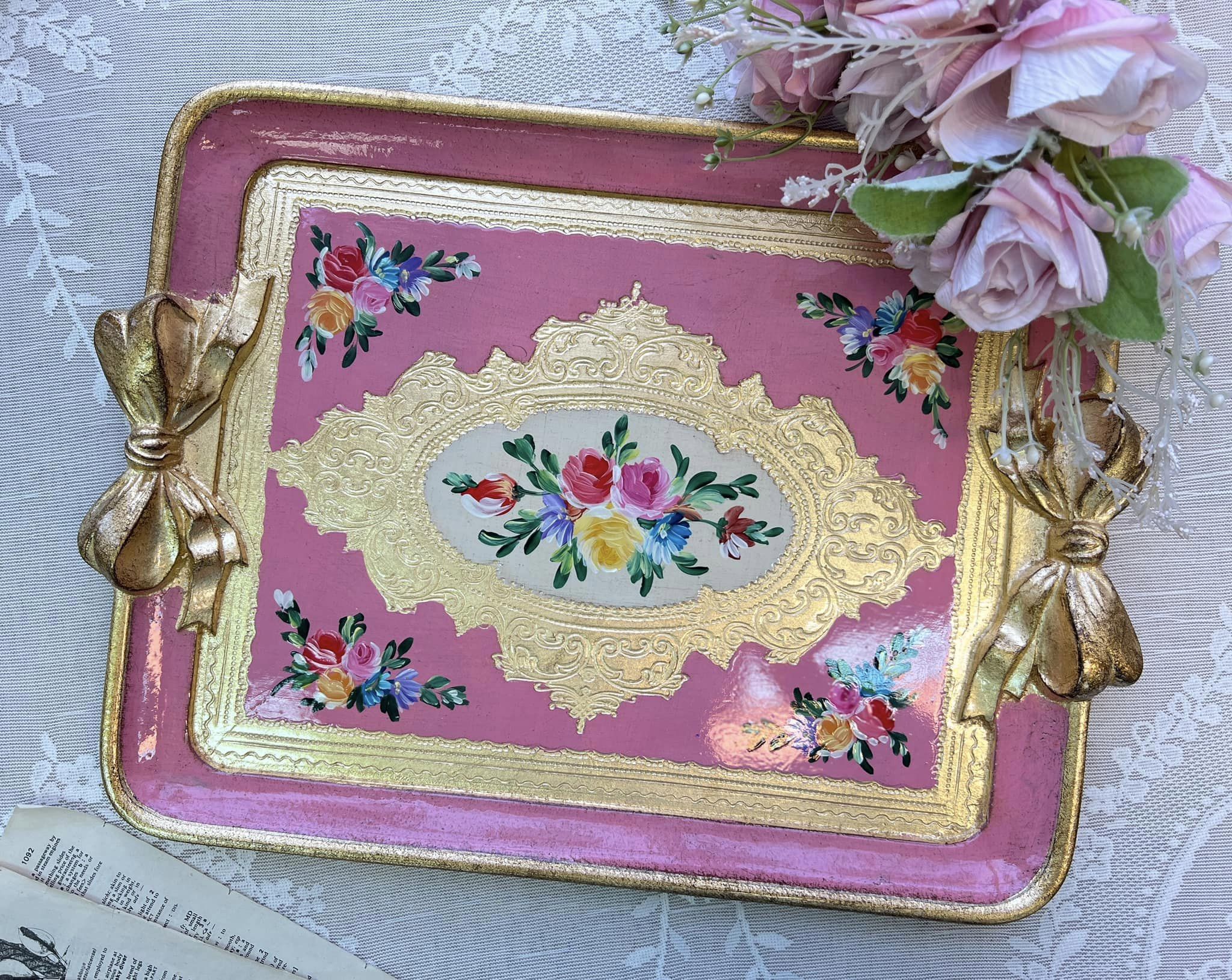 義大利佛羅倫斯手繪蝴蝶結裝飾托盤