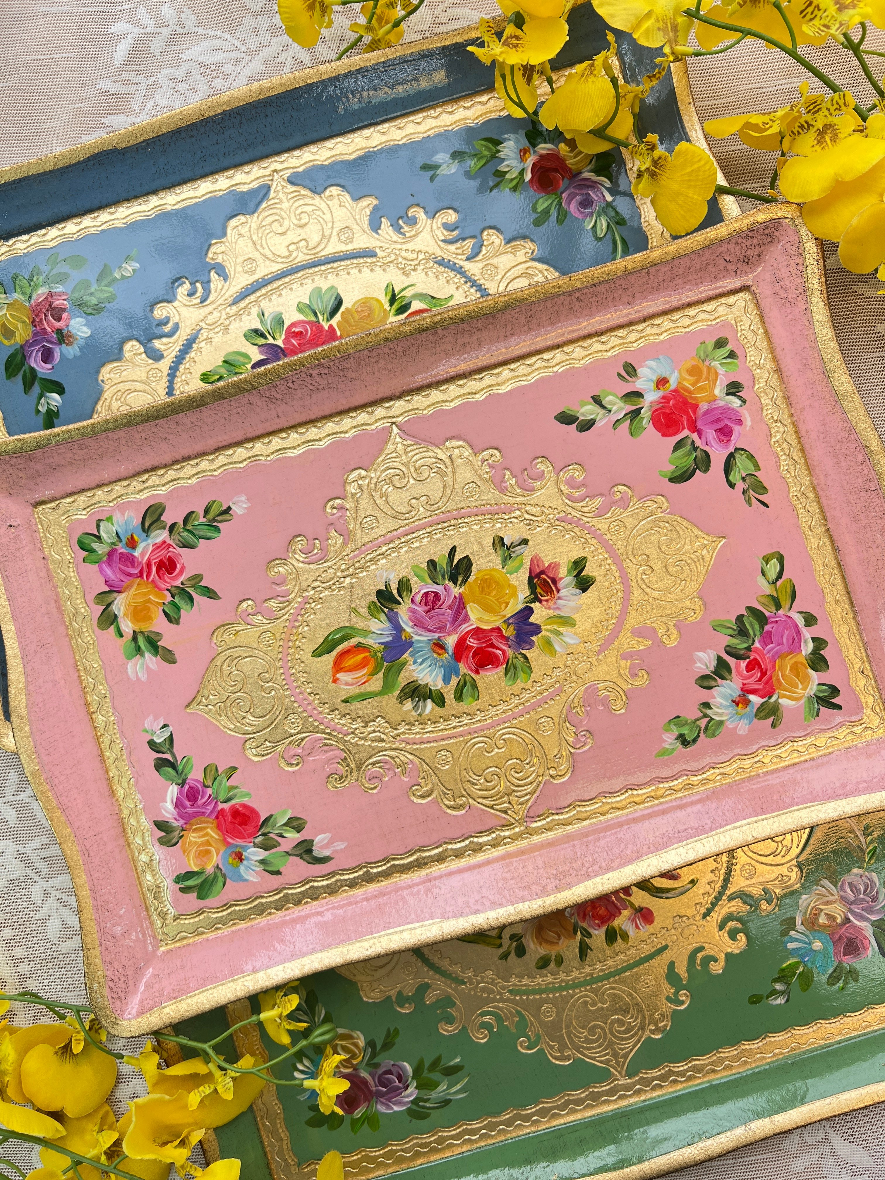 義大利佛羅倫斯手工長方小茶盤