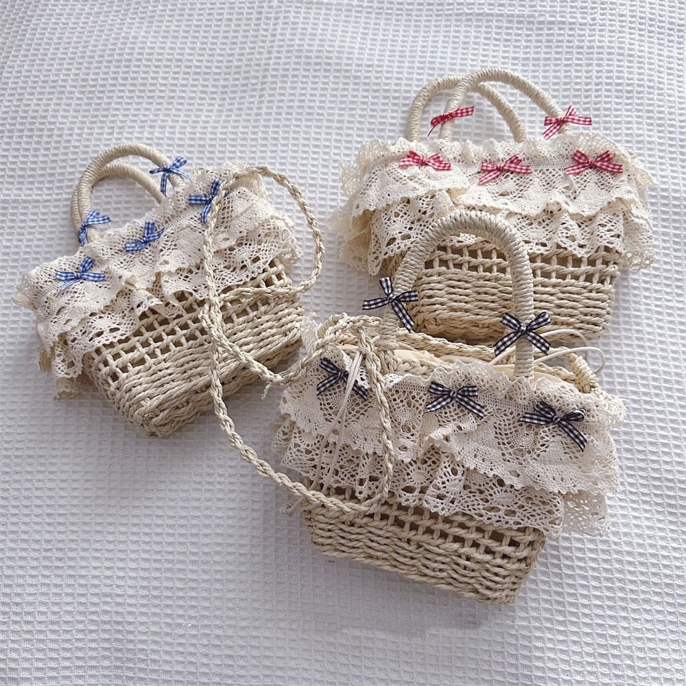 蕾絲蝴蝶結編織包