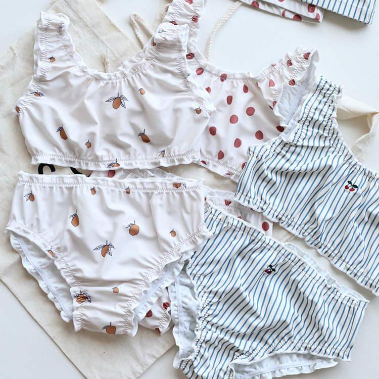 女童兩件式泳衣含泳帽