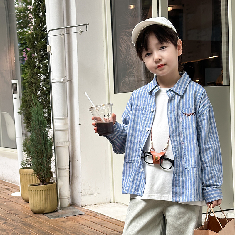 韓版休閒條紋襯衫