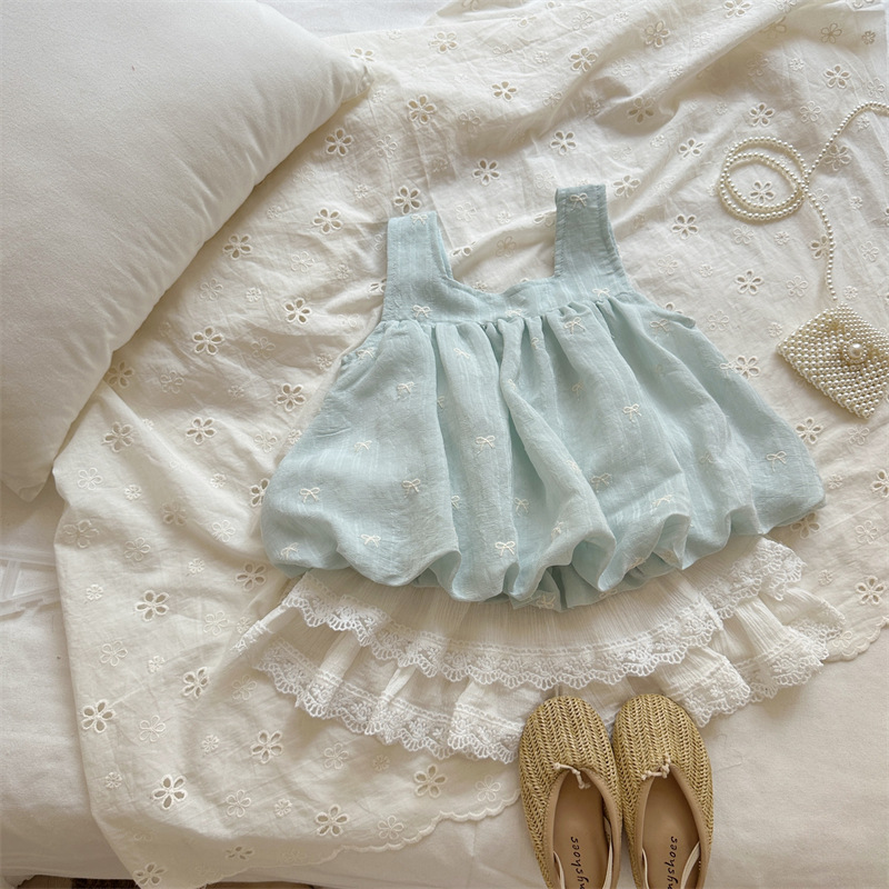 蝴蝶結刺繡方領娃娃衫