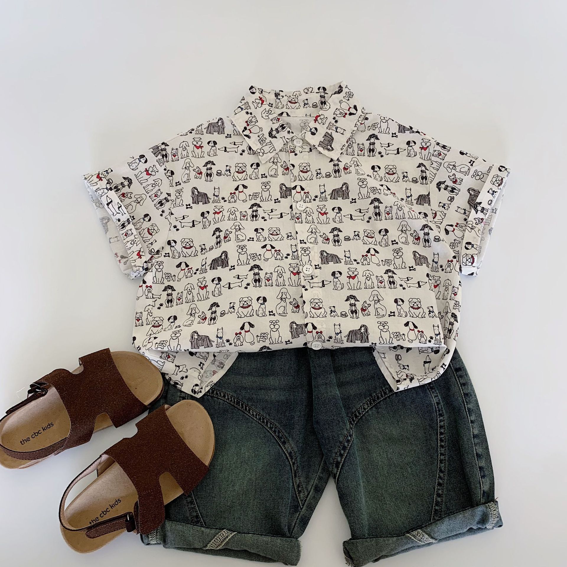手繪風小狗朋友們襯衫