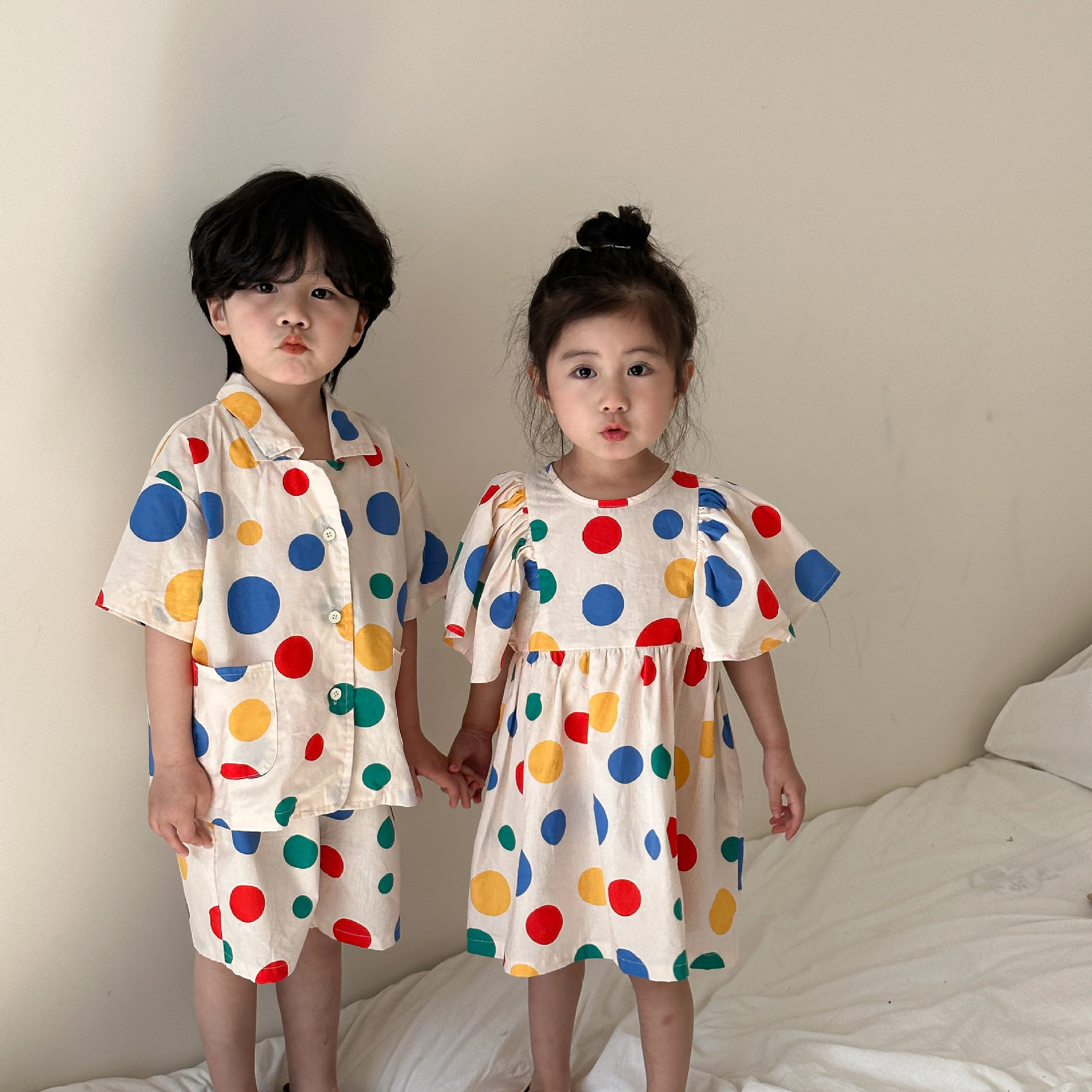 彩色波點洋裝套裝