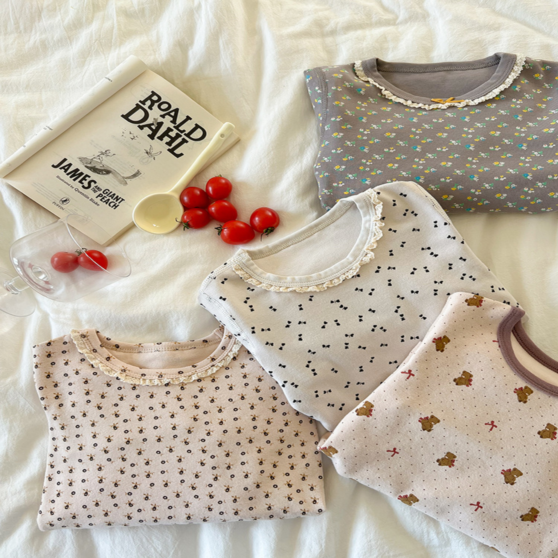 韓系花邊領碎花家居服套裝