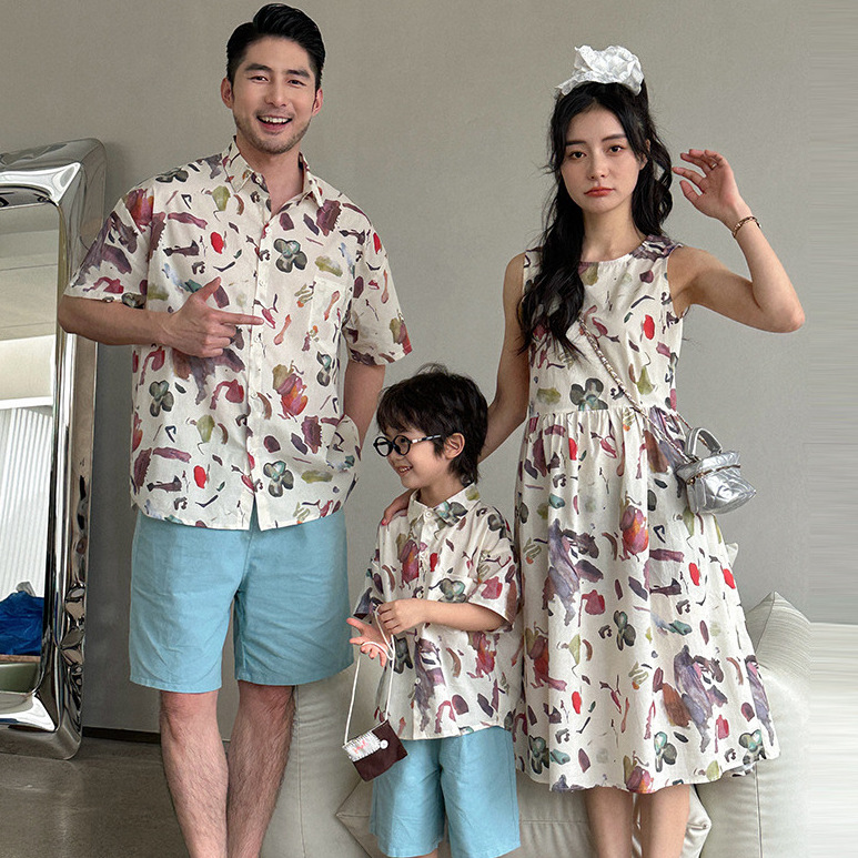 繽紛塗鴉度假風親子裝