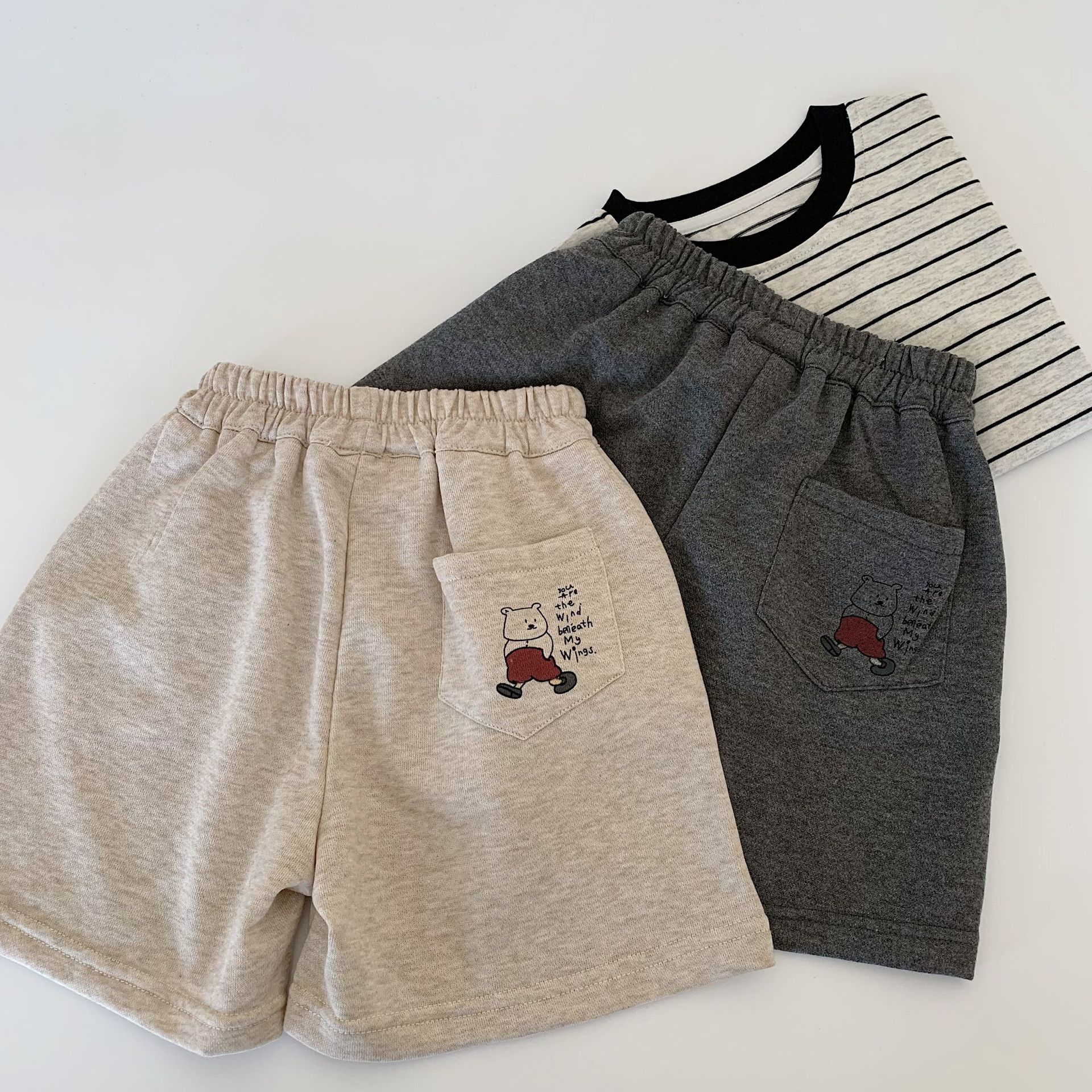 口袋卡通休閒棉質短褲