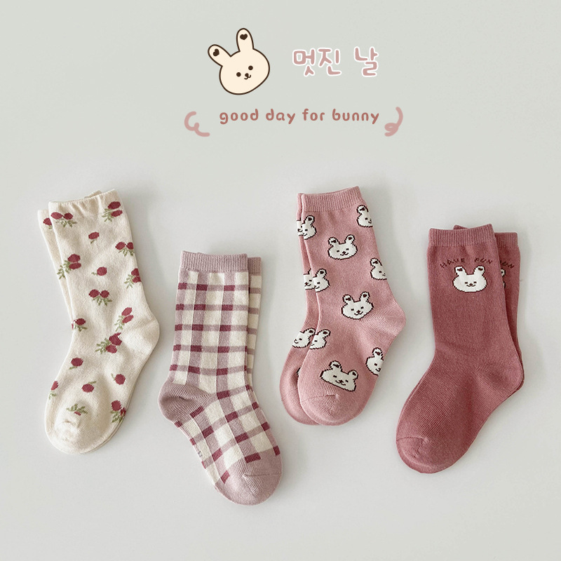 小熊兔子中筒襪組