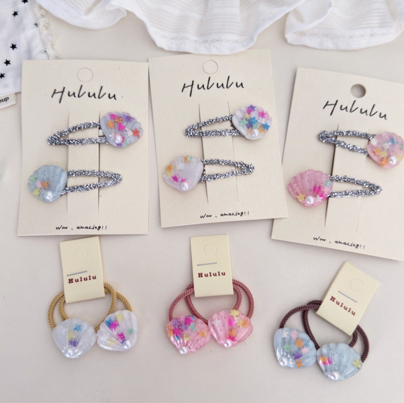 甜美珠珠貝殼髮飾