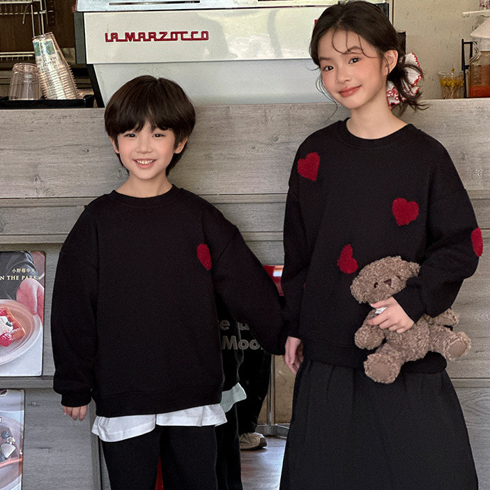 紅色愛心加絨上衣