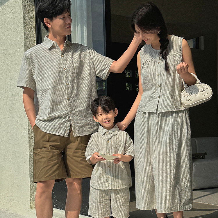 清新條紋親子套裝