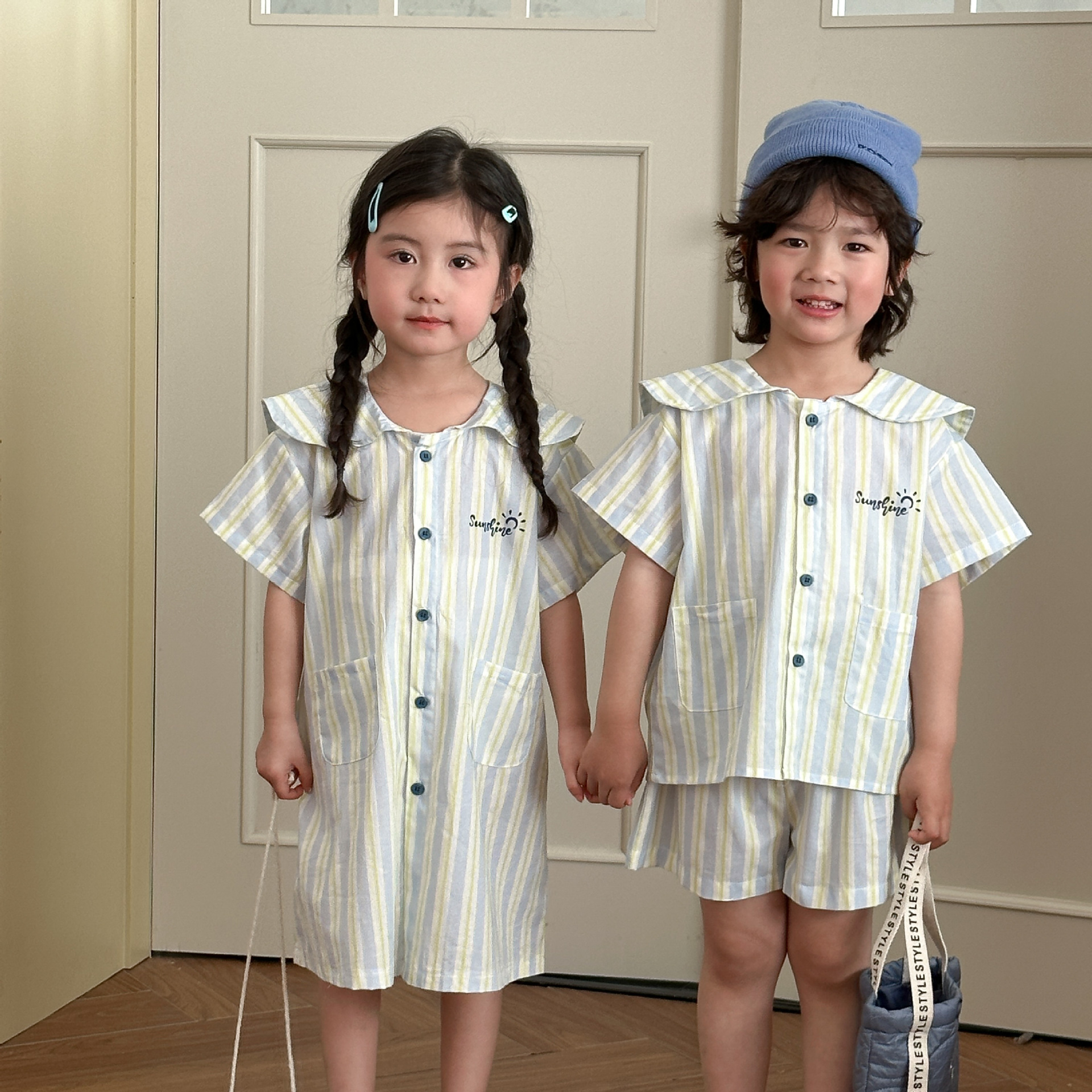 條紋翻領洋裝/套裝