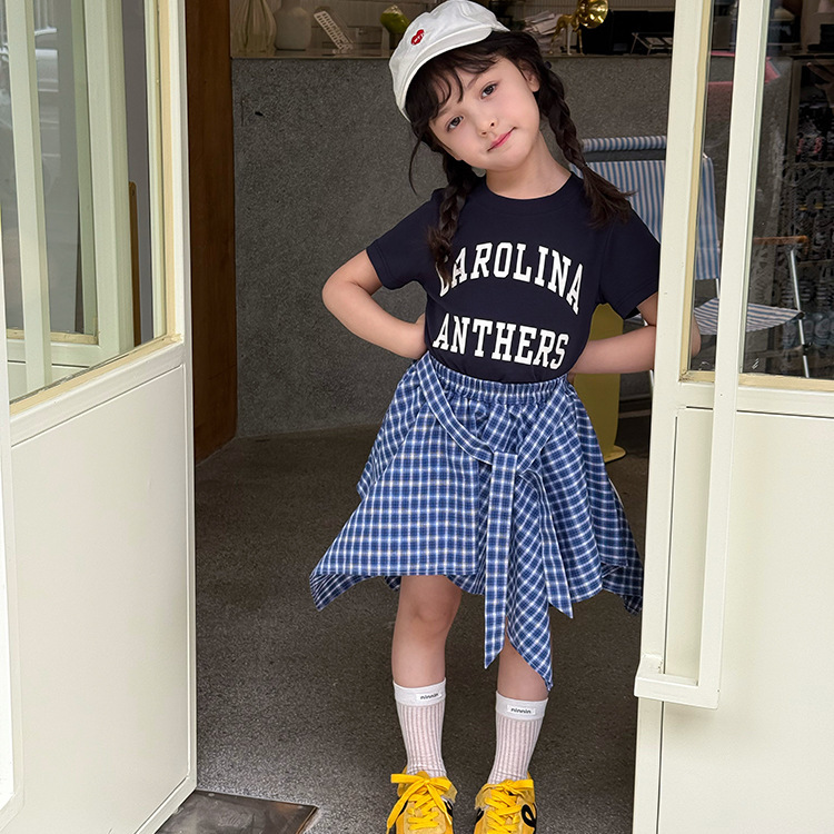 不規則格子襯衫短裙