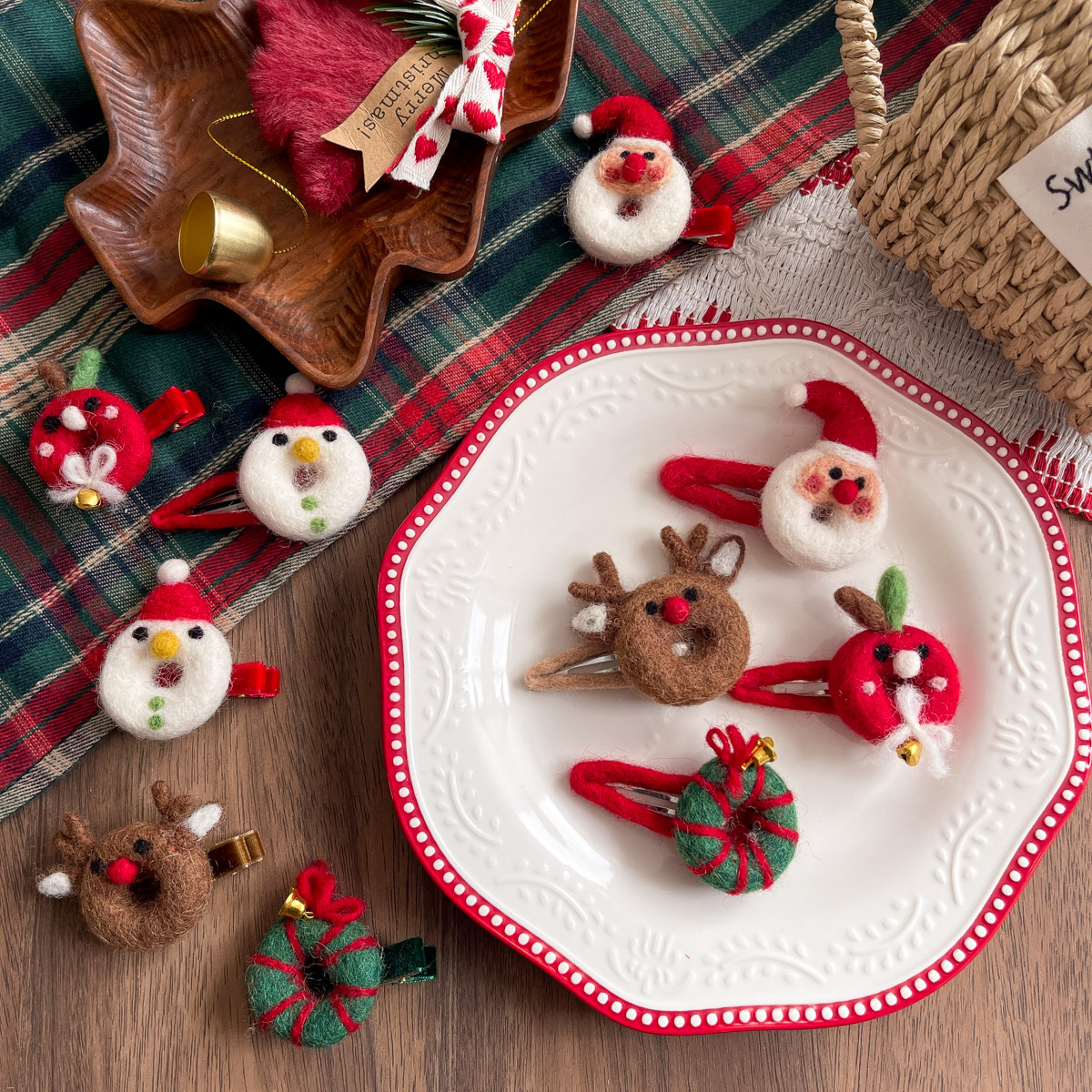 羊毛氈聖誕髮夾