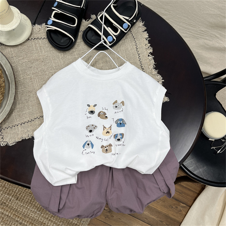 卡通狗狗寬袖背心