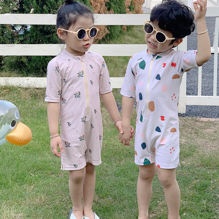 男女童連身泳裝含泳帽