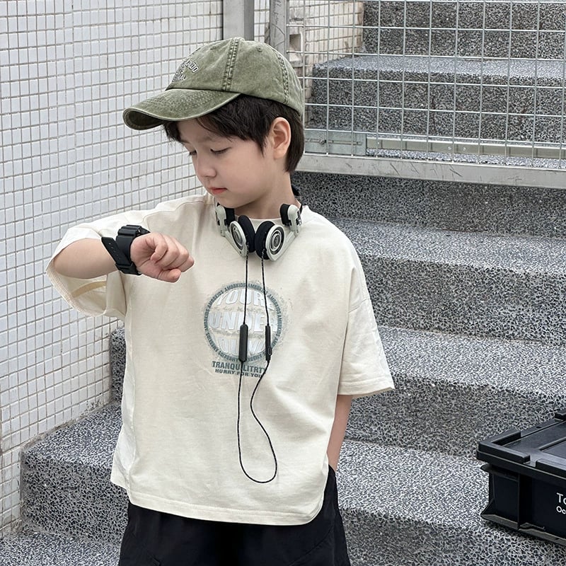 拼接字母短袖T恤