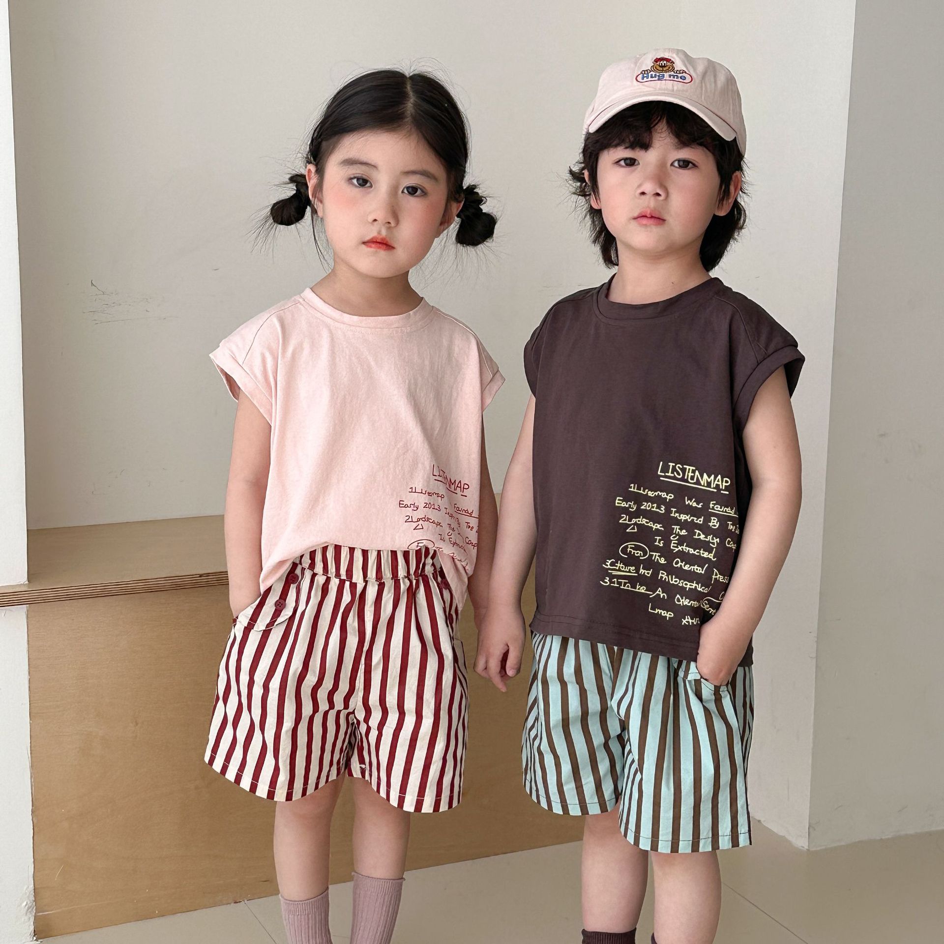 簡約字母條紋褲套裝